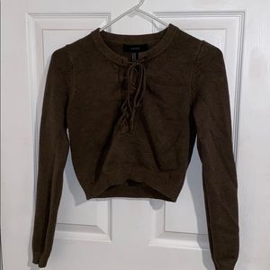 Lace up crop sweater